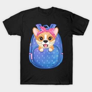 Cute little corgi sitting inside a bag tshirt T-Shirt